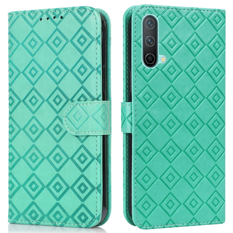 For OnePlus Nord CE 5G Embossed Big Small Concentric Squares Pattern Horizontal Flip Leather Case with Card Slot & Holder & Wallet