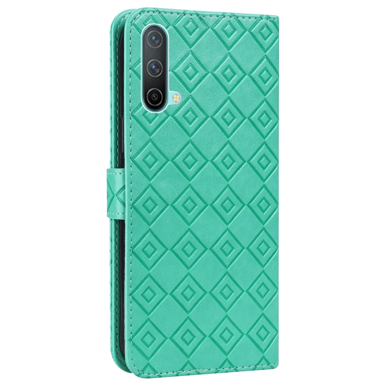 For OnePlus Nord CE 5G Embossed Big Small Concentric Squares Pattern Horizontal Flip Leather Case with Card Slot & Holder & Wallet