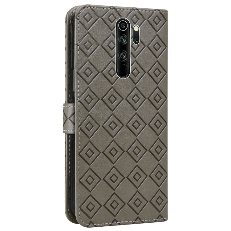 For Xiaomi Redmi Note 8 Pro Embossed Big Small Concentric Squares Pattern Horizontal Flip Leather Case with Card Slot & Holder & Wallet
