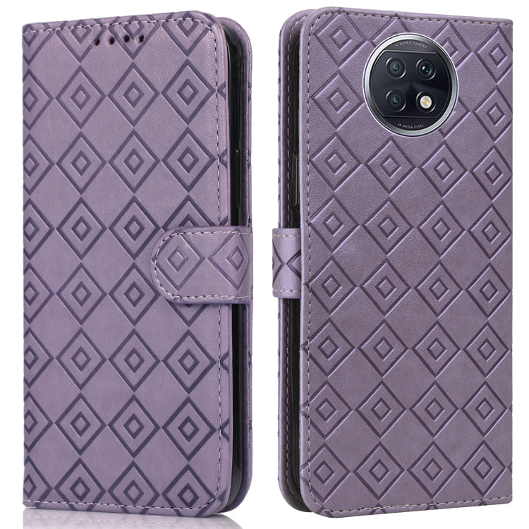 For Xiaomi Redmi Note 9 5G / Note 9T Embossed Big Small Concentric Squares Pattern Horizontal Flip Leather Case with Card Slot & Holder & Wallet