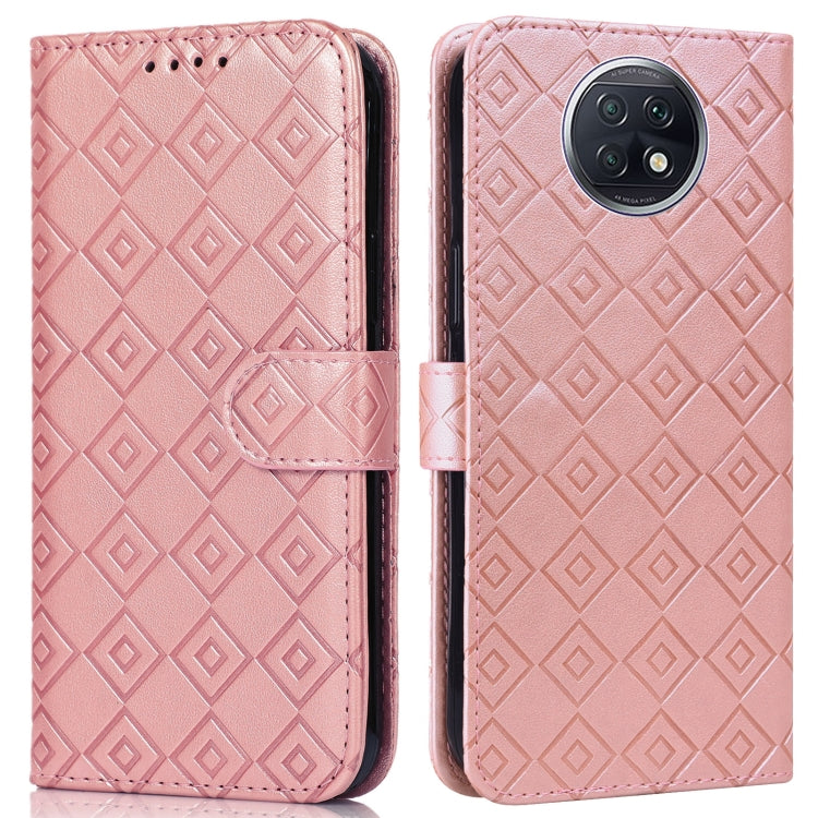 For Xiaomi Redmi Note 9 5G / Note 9T Embossed Big Small Concentric Squares Pattern Horizontal Flip Leather Case with Card Slot & Holder & Wallet