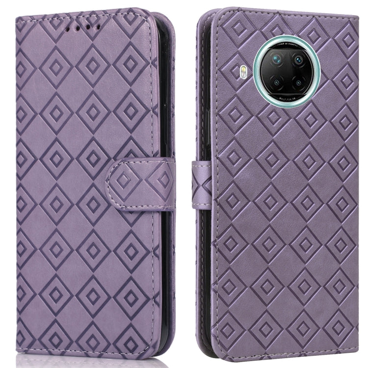 For Xiaomi Redmi Note 9 Pro 5G / Mi 10i Embossed Big Small Concentric Squares Pattern Horizontal Flip Leather Case with Card Slot & Holder & Wallet