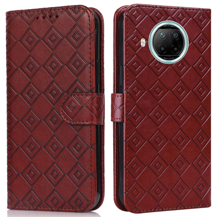 For Xiaomi Redmi Note 9 Pro 5G / Mi 10i Embossed Big Small Concentric Squares Pattern Horizontal Flip Leather Case with Card Slot & Holder & Wallet