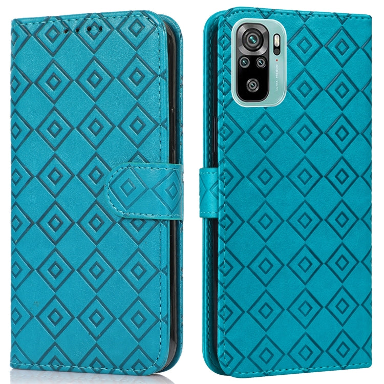 For Xiaomi Redmi Note 10 4G / Note 10S Embossed Big Small Concentric Squares Pattern Horizontal Flip Leather Case with Card Slot & Holder & Wallet
