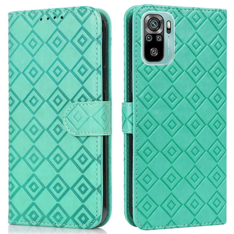 For Xiaomi Redmi Note 10 4G / Note 10S Embossed Big Small Concentric Squares Pattern Horizontal Flip Leather Case with Card Slot & Holder & Wallet