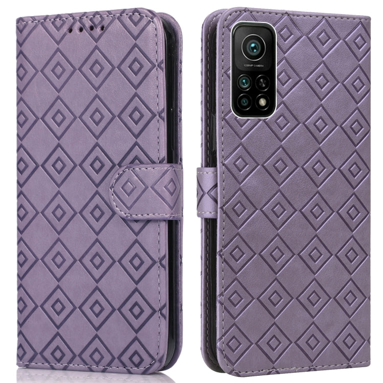 For Xiaomi Mi 10T / 10T Pro/Redmi K30S Embossed Big Small Concentric Squares Pattern Horizontal Flip Leather Case with Card Slot & Holder & Wallet