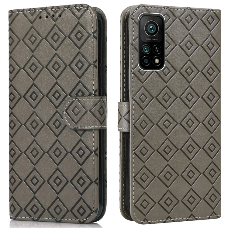 For Xiaomi Mi 10T / 10T Pro/Redmi K30S Embossed Big Small Concentric Squares Pattern Horizontal Flip Leather Case with Card Slot & Holder & Wallet
