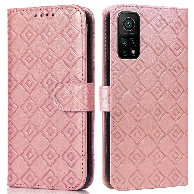 For Xiaomi Mi 10T / 10T Pro/Redmi K30S Embossed Big Small Concentric Squares Pattern Horizontal Flip Leather Case with Card Slot & Holder & Wallet