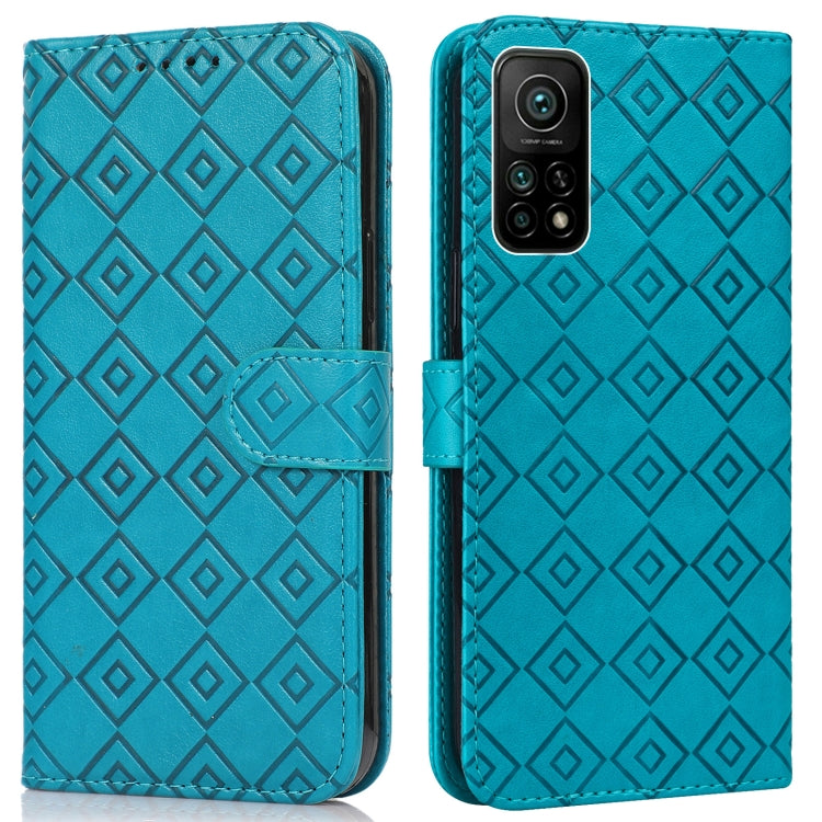 For Xiaomi Mi 10T / 10T Pro/Redmi K30S Embossed Big Small Concentric Squares Pattern Horizontal Flip Leather Case with Card Slot & Holder & Wallet