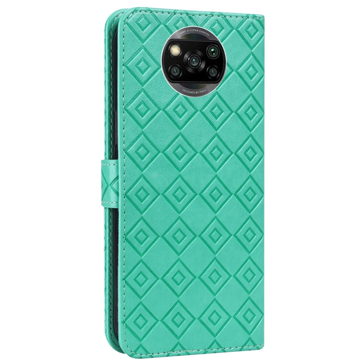 For Xiaomi Poco X3 / X3 NFC Embossed Big Small Concentric Squares Pattern Horizontal Flip Leather Case with Card Slot & Holder & Wallet