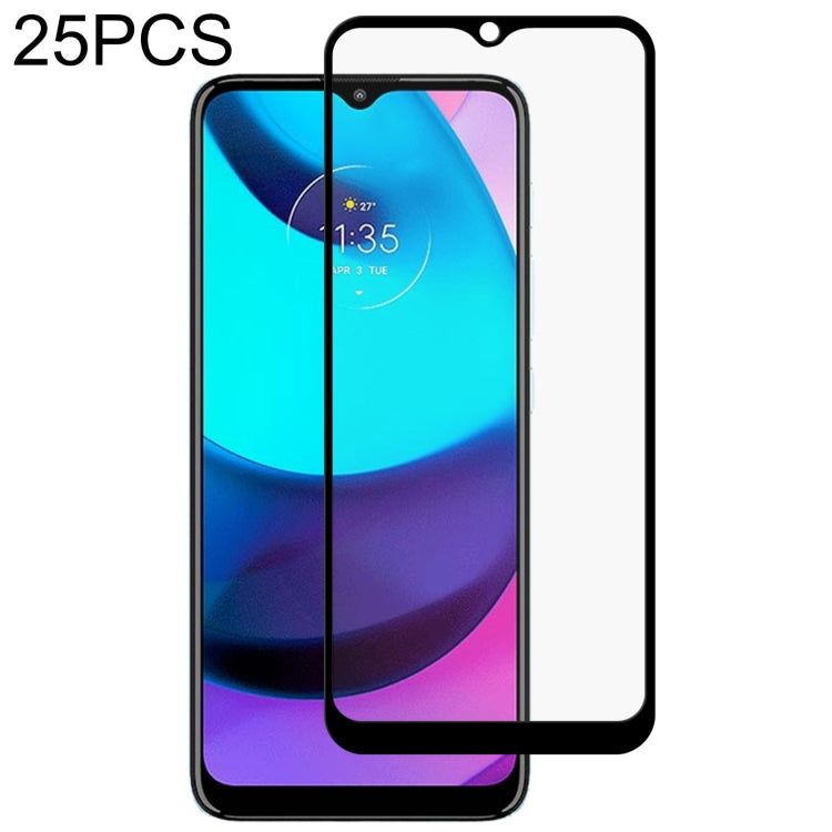 For Motorola Moto E20 25 PCS Full Glue Full Screen Tempered Glass Film