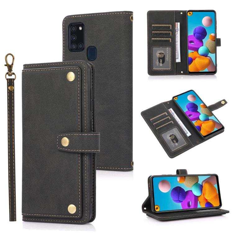 For Samsung Galaxy A21s PU + TPU Horizontal Flip Leather Case with Holder & Card Slot & Wallet & Lanyard