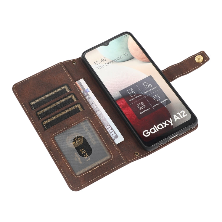 For Samsung Galaxy A12 PU + TPU Horizontal Flip Leather Case with Holder & Card Slot & Wallet & Lanyard