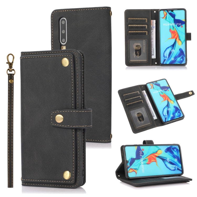 For Huawei P30 PU + TPU Horizontal Flip Leather Case with Holder & Card Slot & Wallet & Lanyard