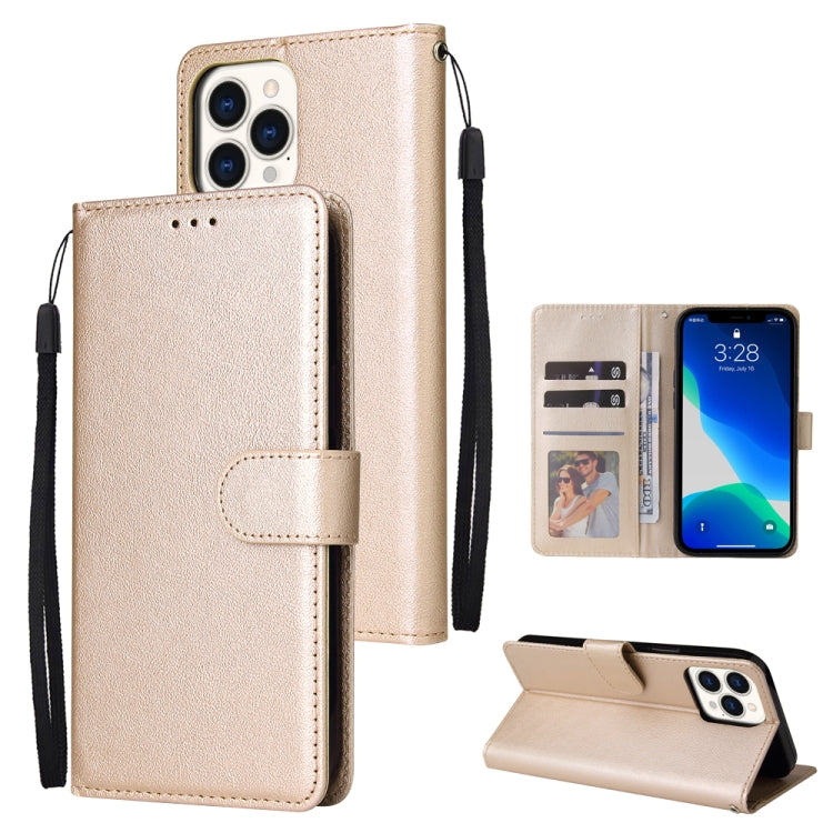 For iPhone 13 Pro Multifunctional Horizontal Flip Leather Case, with Three Card Slot & Holder & Photo Frame & Lanyard