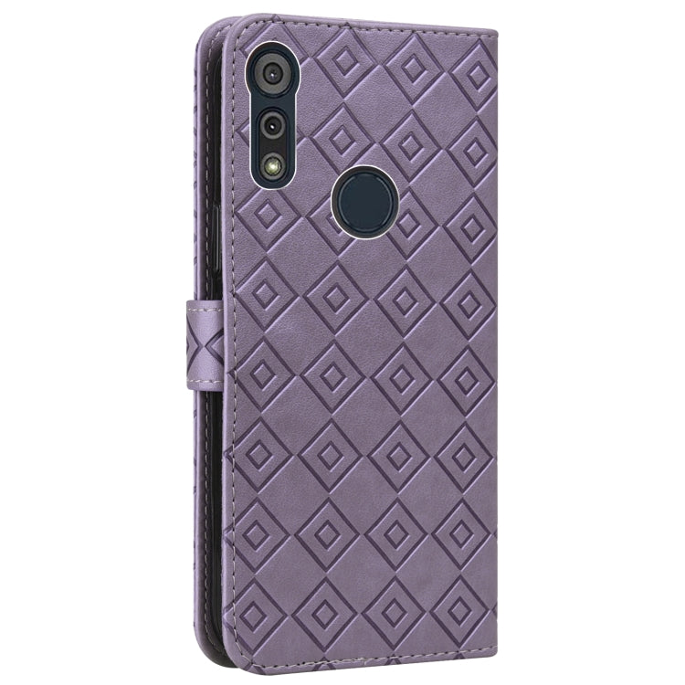 For Motorola Moto E6s 2020 Embossed Big Small Concentric Squares Pattern Horizontal Flip Leather Case with Card Slot & Holder & Wallet