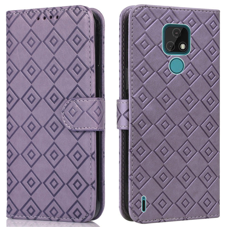 For Motorola Moto E7 2020 Embossed Big Small Concentric Squares Pattern Horizontal Flip Leather Case with Card Slot & Holder & Wallet