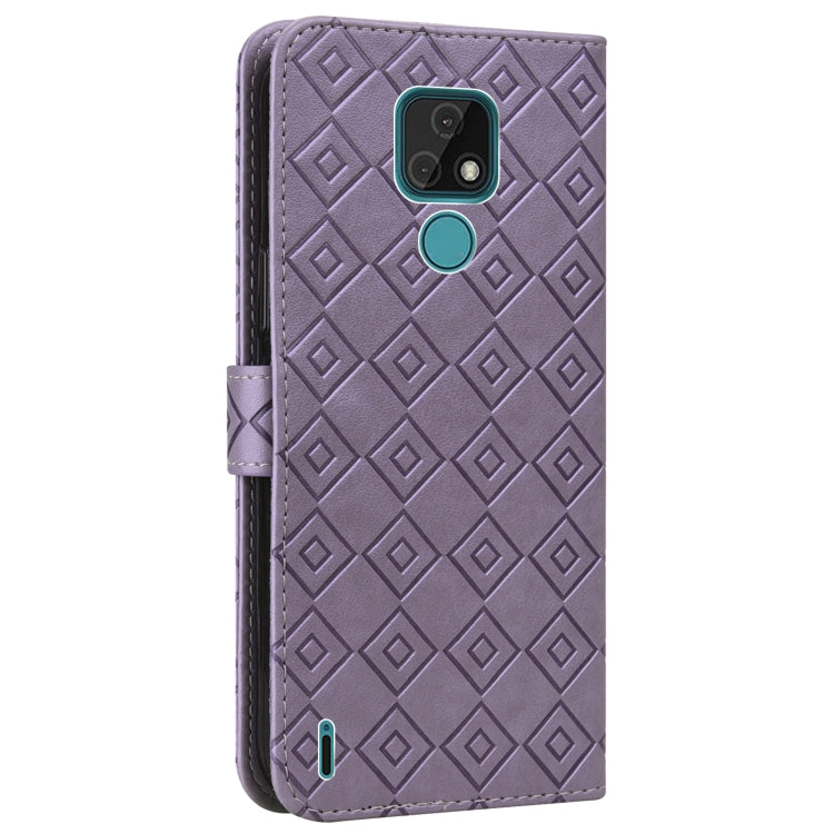 For Motorola Moto E7 2020 Embossed Big Small Concentric Squares Pattern Horizontal Flip Leather Case with Card Slot & Holder & Wallet