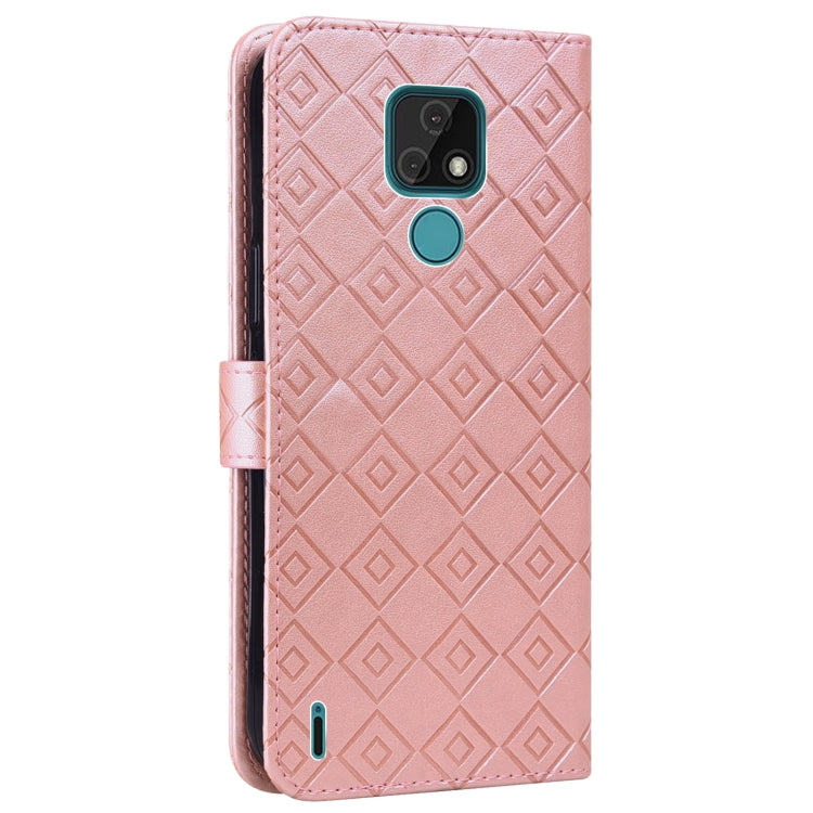 For Motorola Moto E7 2020 Embossed Big Small Concentric Squares Pattern Horizontal Flip Leather Case with Card Slot & Holder & Wallet