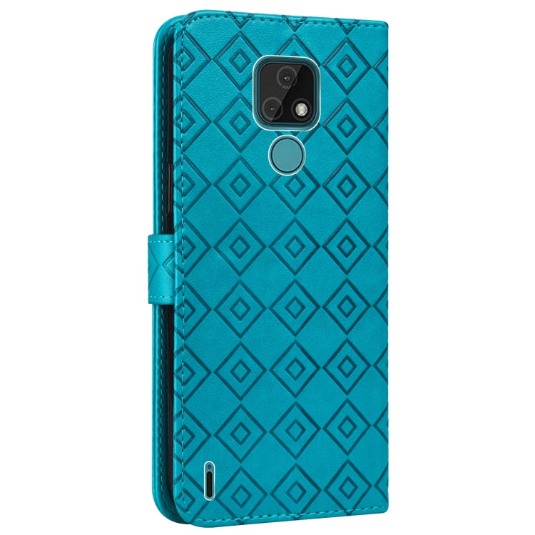 For Motorola Moto E7 2020 Embossed Big Small Concentric Squares Pattern Horizontal Flip Leather Case with Card Slot & Holder & Wallet