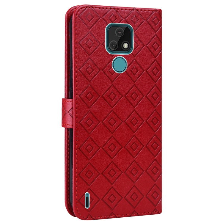 For Motorola Moto E7 2020 Embossed Big Small Concentric Squares Pattern Horizontal Flip Leather Case with Card Slot & Holder & Wallet