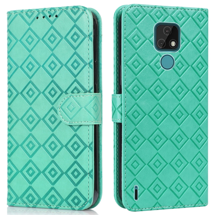 For Motorola Moto E7 2020 Embossed Big Small Concentric Squares Pattern Horizontal Flip Leather Case with Card Slot & Holder & Wallet