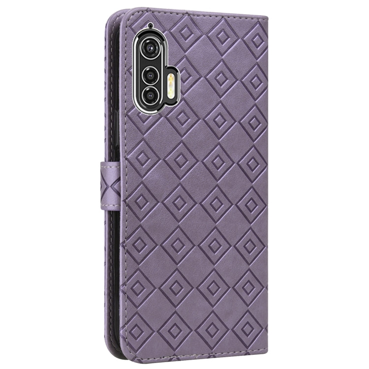 For Motorola Edge+ Embossed Big Small Concentric Squares Pattern Horizontal Flip Leather Case with Card Slot & Holder & Wallet