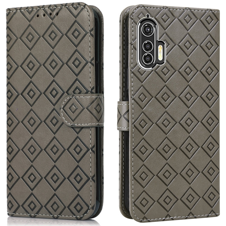 For Motorola Edge+ Embossed Big Small Concentric Squares Pattern Horizontal Flip Leather Case with Card Slot & Holder & Wallet