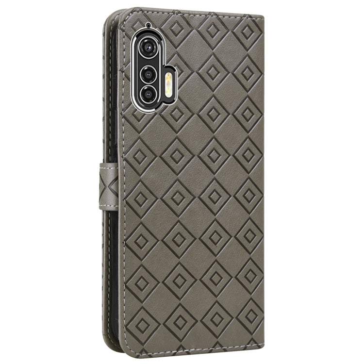For Motorola Edge+ Embossed Big Small Concentric Squares Pattern Horizontal Flip Leather Case with Card Slot & Holder & Wallet