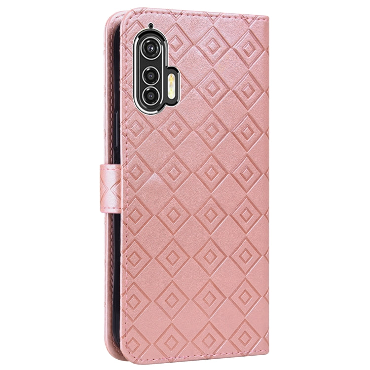 For Motorola Edge+ Embossed Big Small Concentric Squares Pattern Horizontal Flip Leather Case with Card Slot & Holder & Wallet