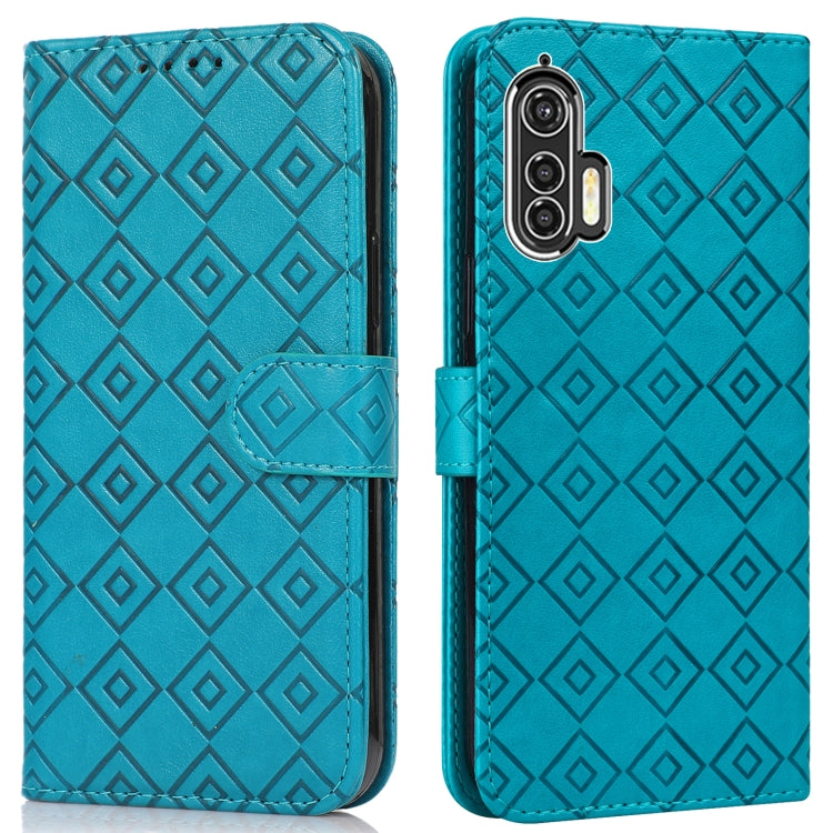 For Motorola Edge+ Embossed Big Small Concentric Squares Pattern Horizontal Flip Leather Case with Card Slot & Holder & Wallet