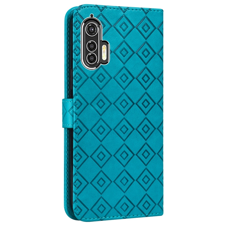 For Motorola Edge+ Embossed Big Small Concentric Squares Pattern Horizontal Flip Leather Case with Card Slot & Holder & Wallet