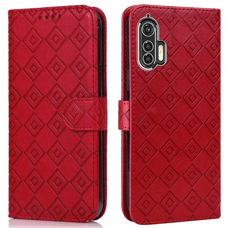 For Motorola Edge+ Embossed Big Small Concentric Squares Pattern Horizontal Flip Leather Case with Card Slot & Holder & Wallet