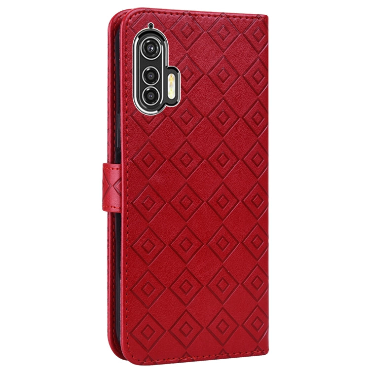 For Motorola Edge+ Embossed Big Small Concentric Squares Pattern Horizontal Flip Leather Case with Card Slot & Holder & Wallet