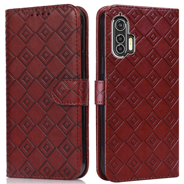 For Motorola Edge+ Embossed Big Small Concentric Squares Pattern Horizontal Flip Leather Case with Card Slot & Holder & Wallet