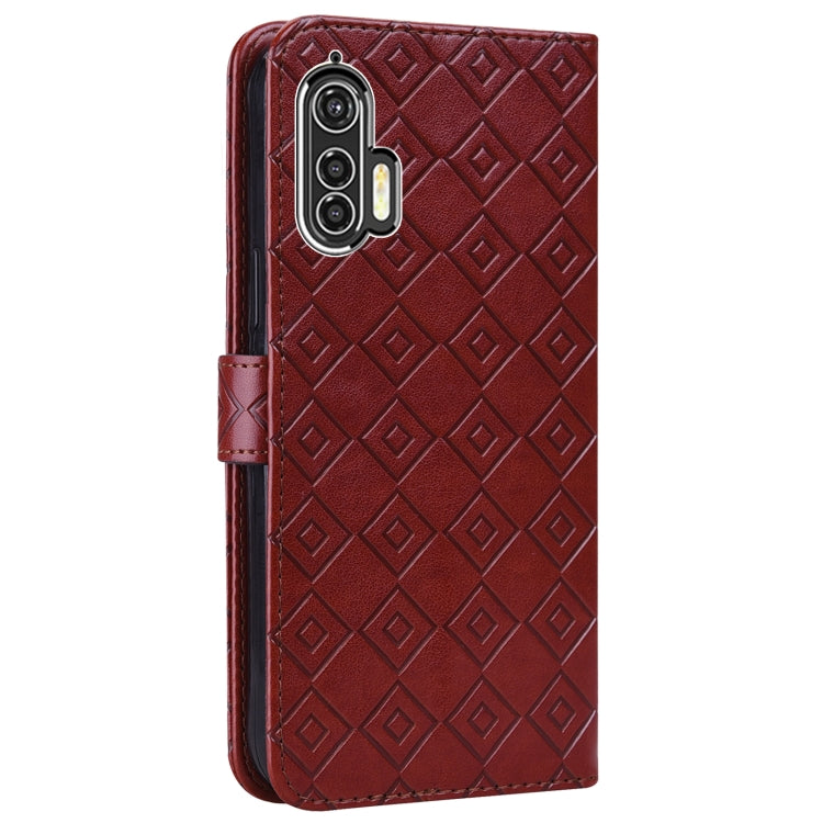 For Motorola Edge+ Embossed Big Small Concentric Squares Pattern Horizontal Flip Leather Case with Card Slot & Holder & Wallet