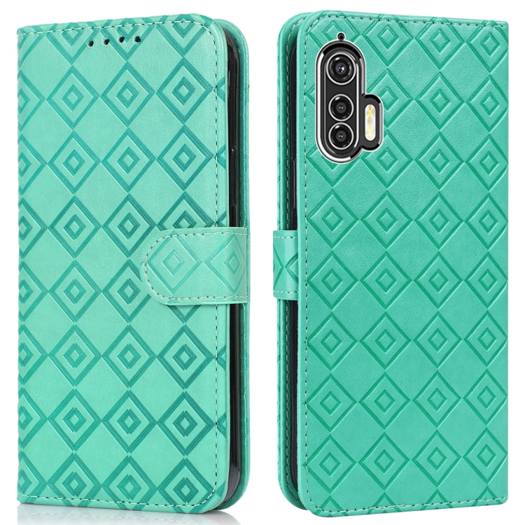 For Motorola Edge+ Embossed Big Small Concentric Squares Pattern Horizontal Flip Leather Case with Card Slot & Holder & Wallet