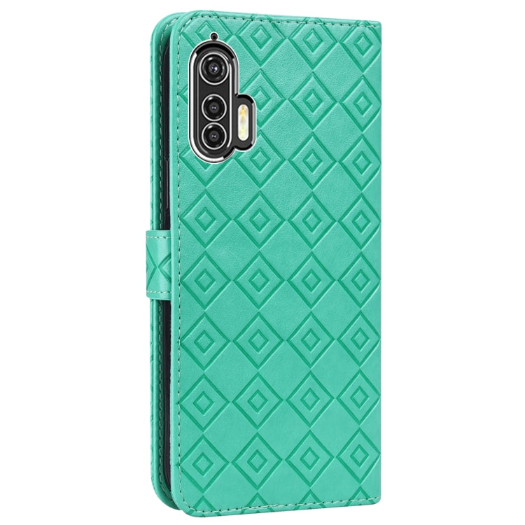 For Motorola Edge+ Embossed Big Small Concentric Squares Pattern Horizontal Flip Leather Case with Card Slot & Holder & Wallet