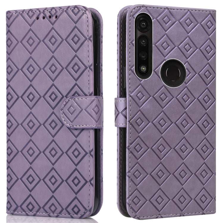 For Motorola Moto G8 Power/G8 Power US Version Embossed Big Small Concentric Squares Pattern Horizontal Flip Leather Case with Card Slot & Holder & Wallet