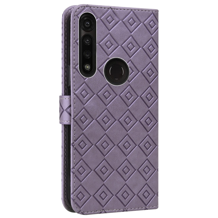 For Motorola Moto G8 Power/G8 Power US Version Embossed Big Small Concentric Squares Pattern Horizontal Flip Leather Case with Card Slot & Holder & Wallet