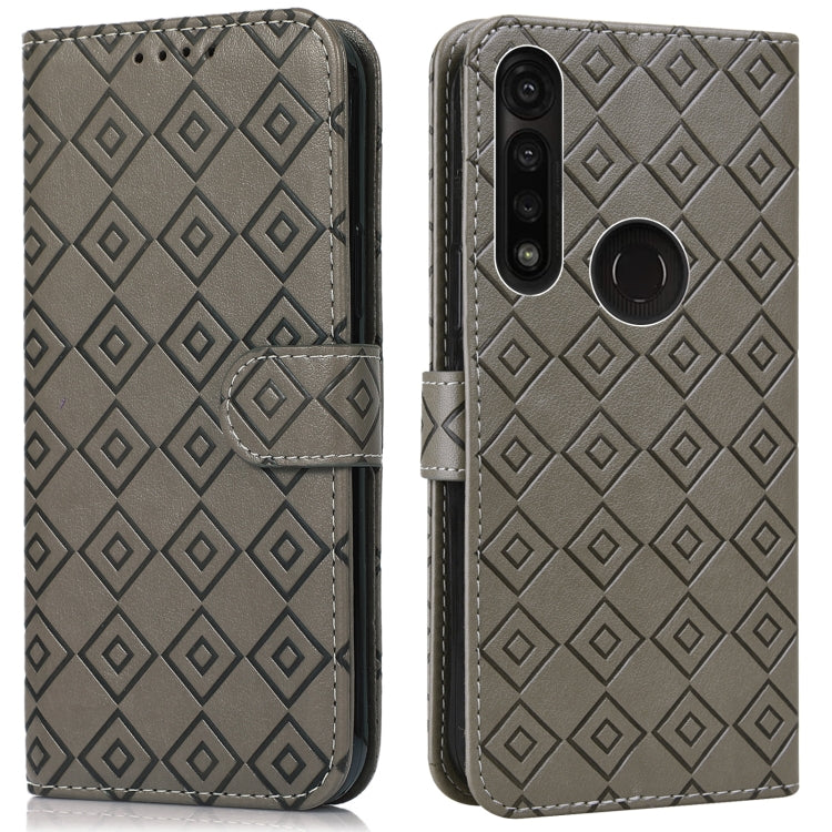 For Motorola Moto G8 Power/G8 Power US Version Embossed Big Small Concentric Squares Pattern Horizontal Flip Leather Case with Card Slot & Holder & Wallet