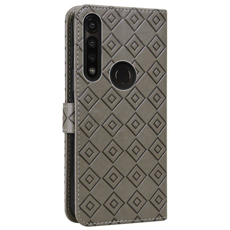 For Motorola Moto G8 Power/G8 Power US Version Embossed Big Small Concentric Squares Pattern Horizontal Flip Leather Case with Card Slot & Holder & Wallet