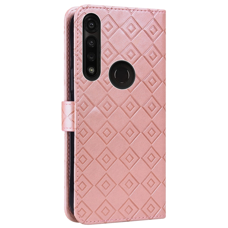 For Motorola Moto G8 Power/G8 Power US Version Embossed Big Small Concentric Squares Pattern Horizontal Flip Leather Case with Card Slot & Holder & Wallet