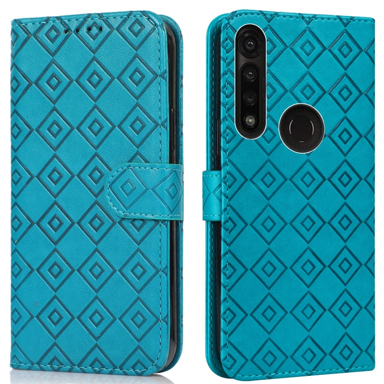 For Motorola Moto G8 Power/G8 Power US Version Embossed Big Small Concentric Squares Pattern Horizontal Flip Leather Case with Card Slot & Holder & Wallet