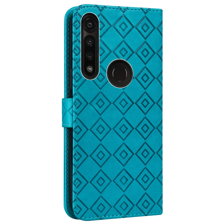 For Motorola Moto G8 Power/G8 Power US Version Embossed Big Small Concentric Squares Pattern Horizontal Flip Leather Case with Card Slot & Holder & Wallet