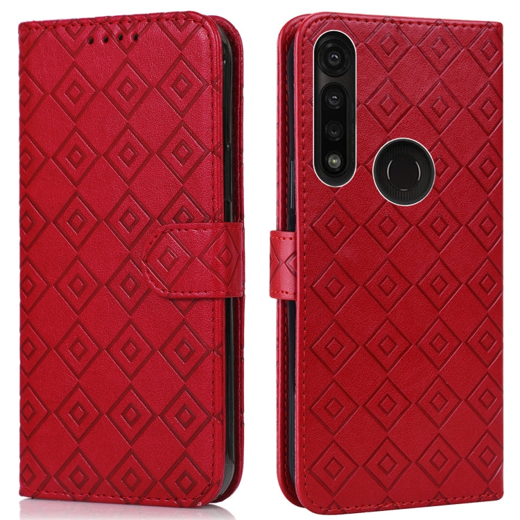 For Motorola Moto G8 Power/G8 Power US Version Embossed Big Small Concentric Squares Pattern Horizontal Flip Leather Case with Card Slot & Holder & Wallet