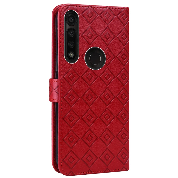 For Motorola Moto G8 Power/G8 Power US Version Embossed Big Small Concentric Squares Pattern Horizontal Flip Leather Case with Card Slot & Holder & Wallet