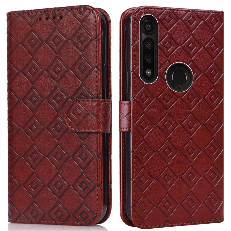 For Motorola Moto G8 Power/G8 Power US Version Embossed Big Small Concentric Squares Pattern Horizontal Flip Leather Case with Card Slot & Holder & Wallet