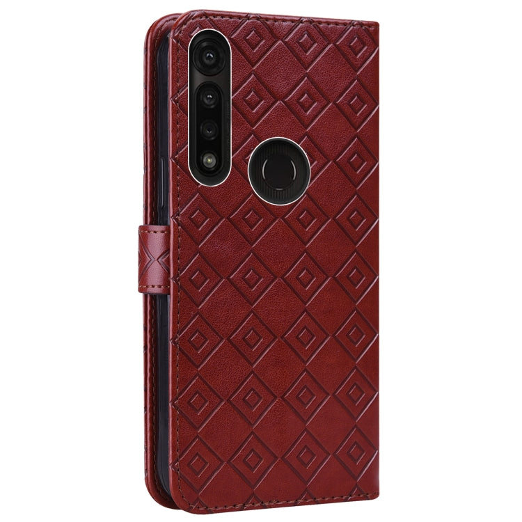 For Motorola Moto G8 Power/G8 Power US Version Embossed Big Small Concentric Squares Pattern Horizontal Flip Leather Case with Card Slot & Holder & Wallet