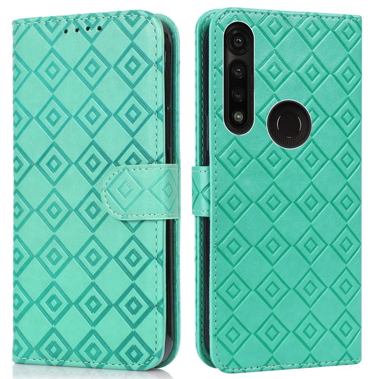 For Motorola Moto G8 Power/G8 Power US Version Embossed Big Small Concentric Squares Pattern Horizontal Flip Leather Case with Card Slot & Holder & Wallet